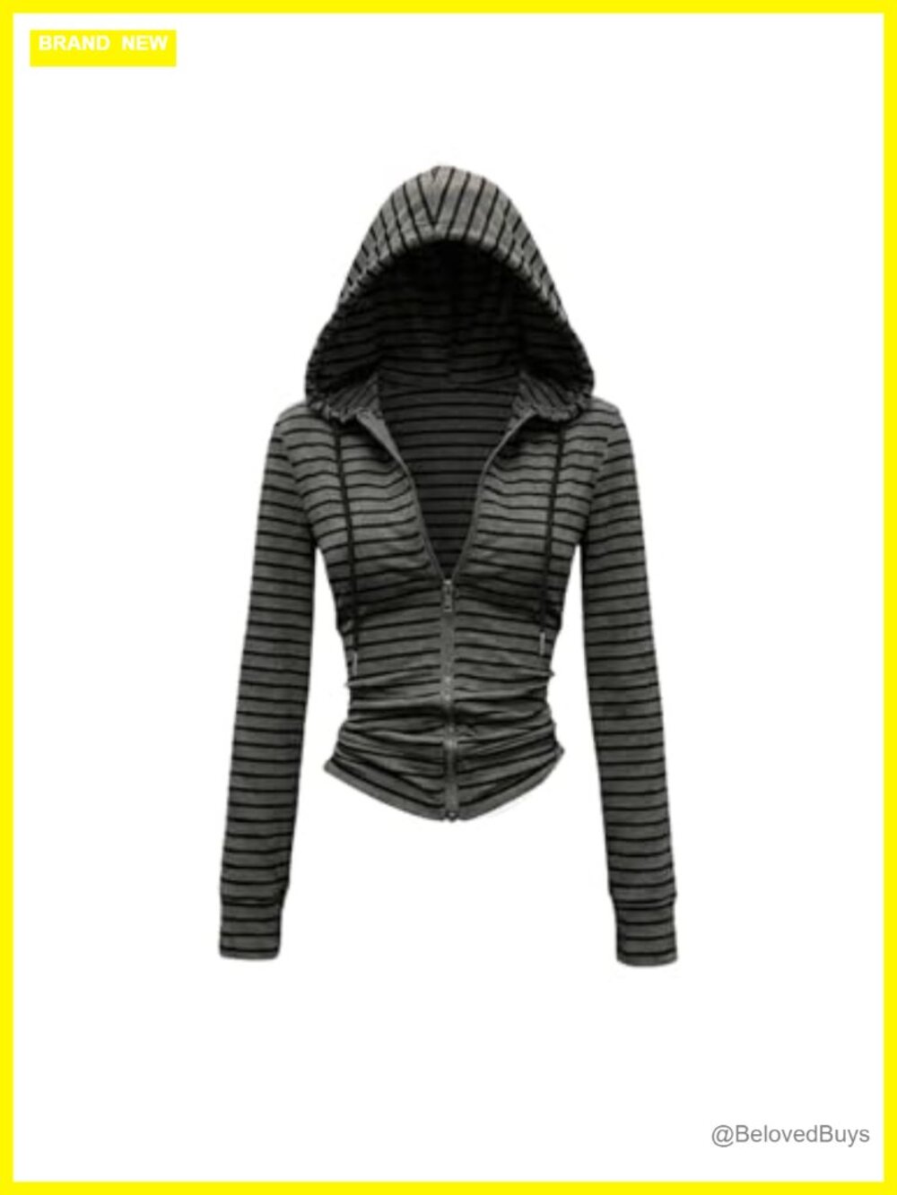 Zip Up Hoodie Striped Slim Fit Grunge Y2k Alternative Sweatshirt